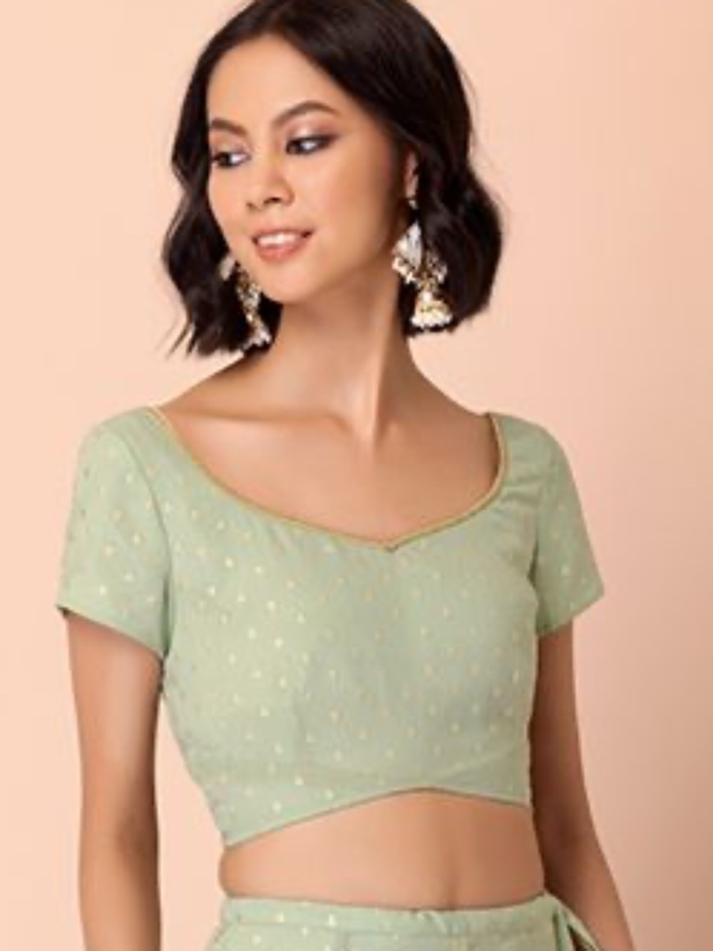 Pastel Green Foil Cut Out Blouse